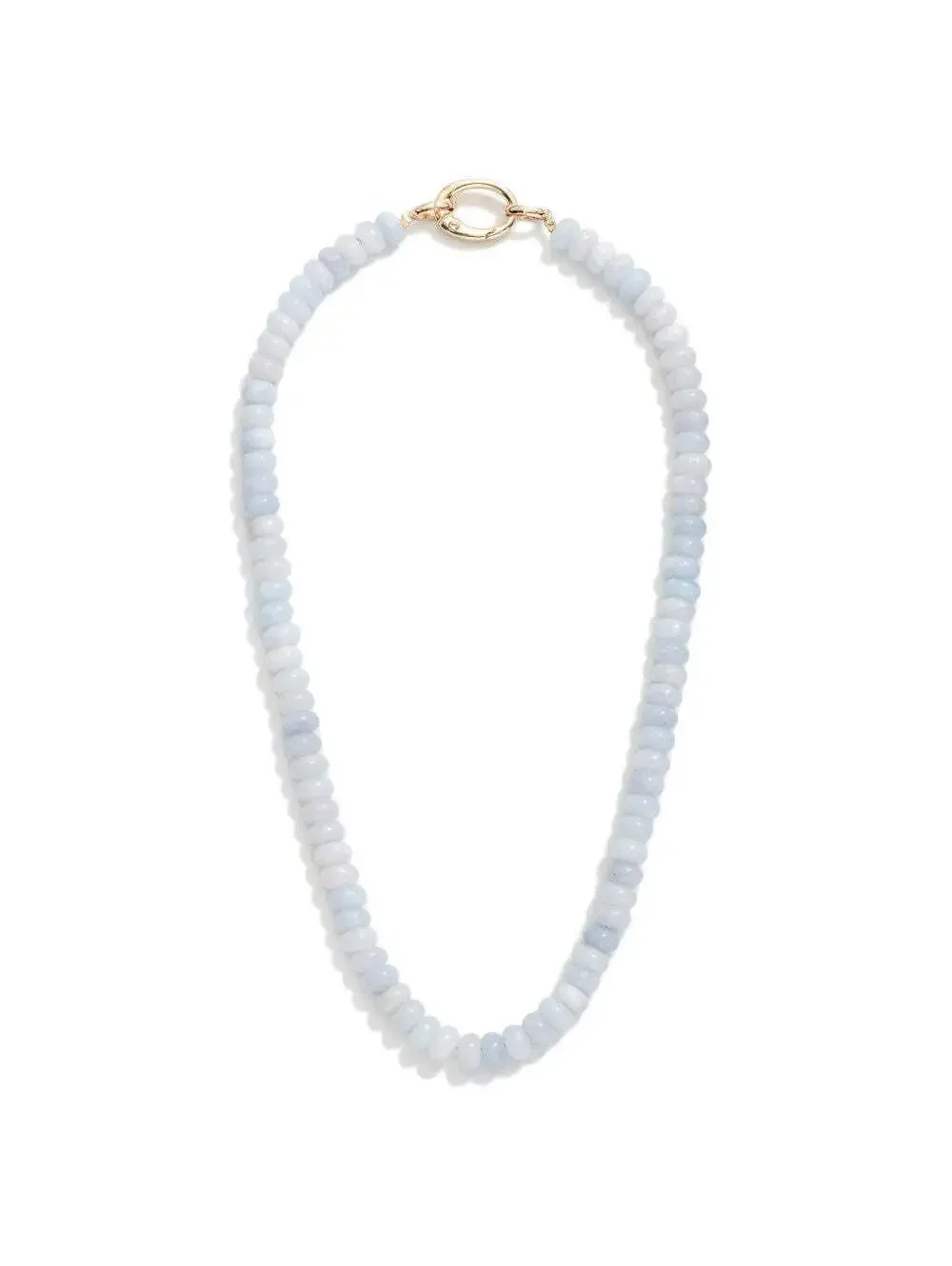 Candy Bead Beaded Necklace Light Blue Gold Tone 16